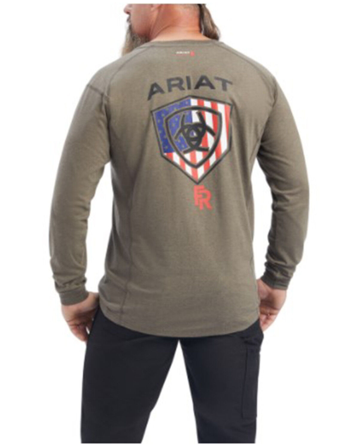 Image #2 - Ariat Men's FR Air Service Shield Logo Graphic Work T-Shirt, Sage, hi-res