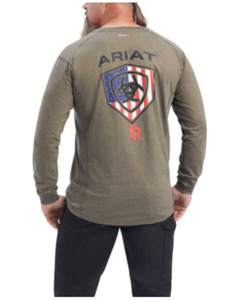 Image #2 - Ariat Men's FR Air Service Shield Logo Graphic Work T-Shirt , Sage, hi-res