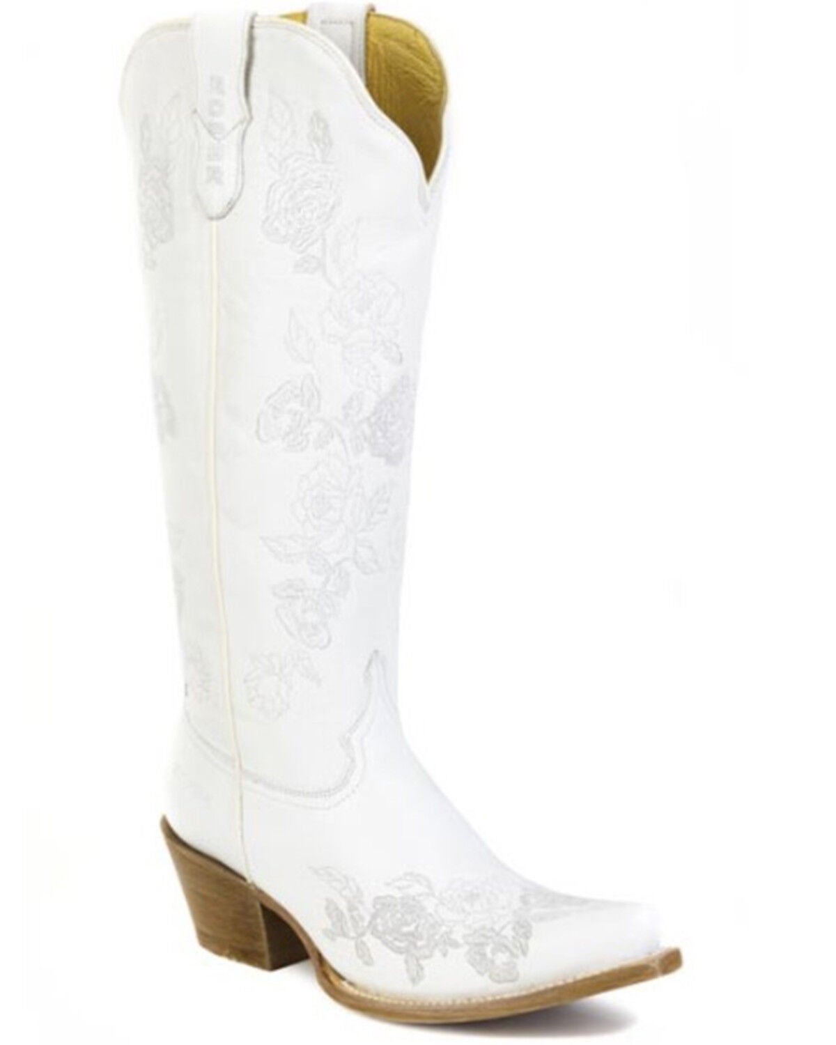 Roper Women's White Rose Tall Western Boots - Snip Toe, White