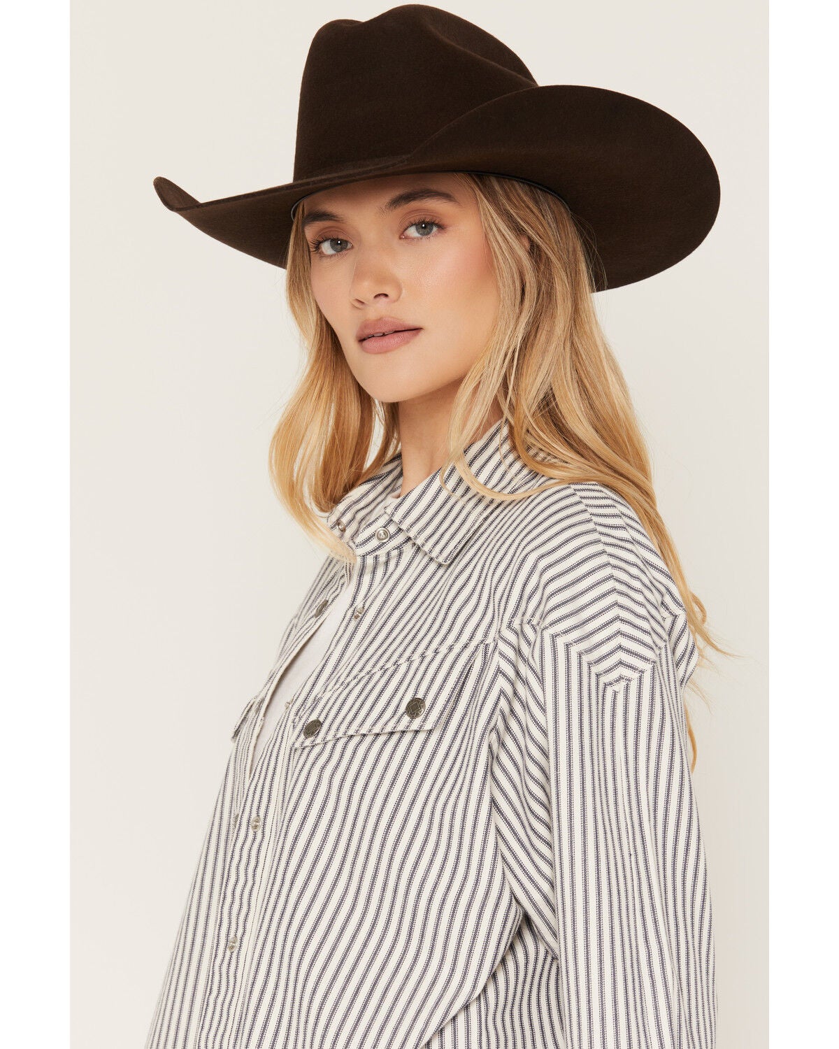 Image #2 - Ariat Women's Charleston Striped Long Sleeve Snap Western Shirt, White, hi-res