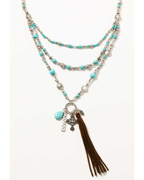 Shyanne Women's Desert Wanderer Multi Chain Tassel Necklace, Silver, hi-res