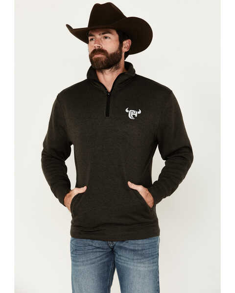 Cowboy Hardware Men's Speckle Logo 1/4 Zip Pullover, Black, hi-res