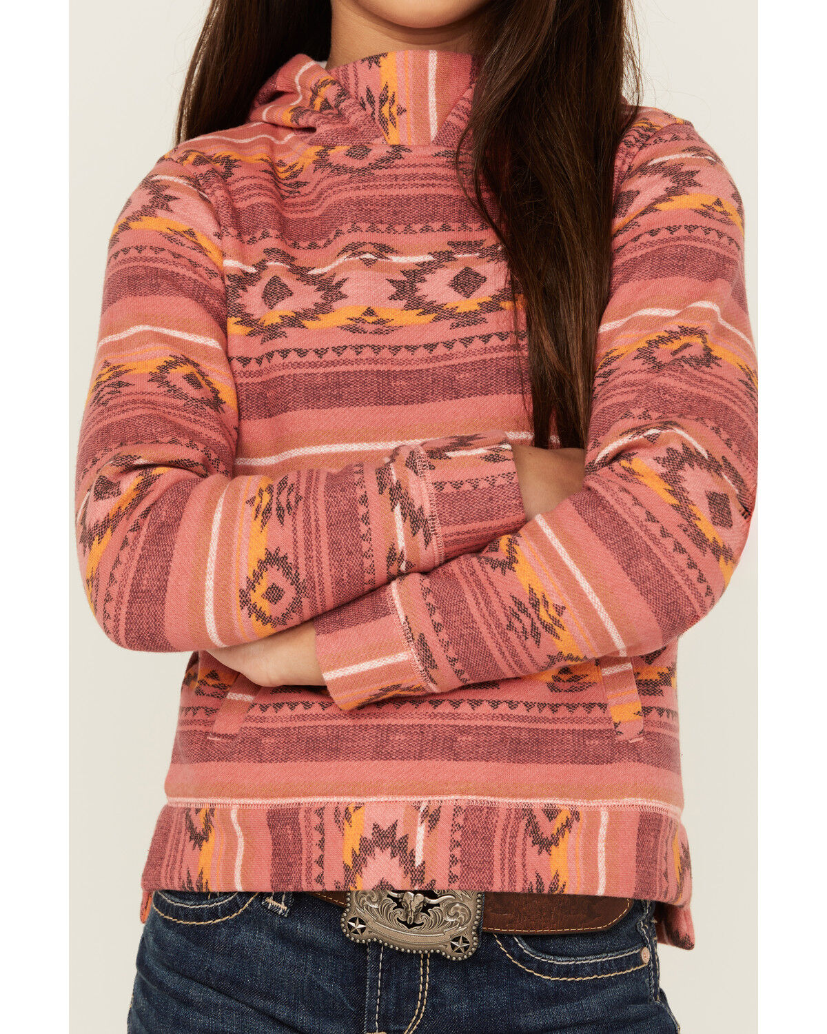 Image #3 - Cruel Girl Girls' Southwestern Print Hoodie, Pink, hi-res