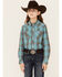 Image #1 - Roper Girls' Plaid Print Long Sleeve Western Shirt, Blue, hi-res