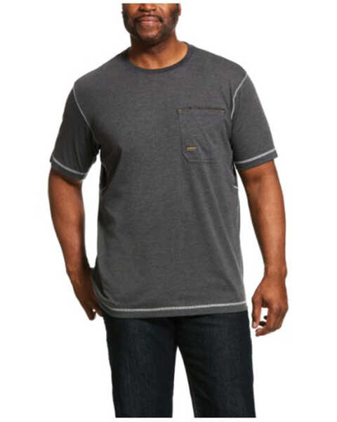 Ariat Men's Rebar Workman Short Sleeve Work Pocket T-Shirt , Charcoal, hi-res