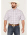 George Strait By Wrangler Men's Plaid Short Sleeve Button-Down Western Shirt , Purple, hi-res