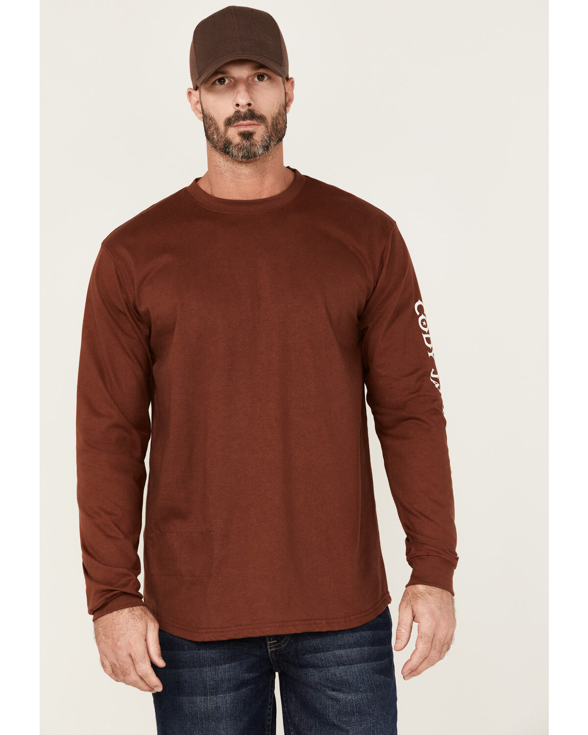 Image #1 - Cody James Men's FR Logo Long Sleeve Work T-Shirt, Mahogany, hi-res