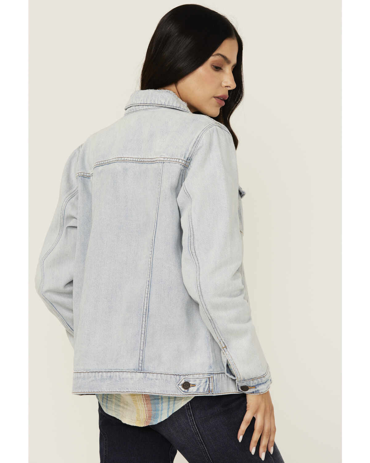 Image #4 - Cello Women's Light Washed Oversized Denim Jacket, Light Wash, hi-res