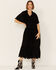Saints & Hearts Women's Eyelet Lace Midi Dress, Black, hi-res