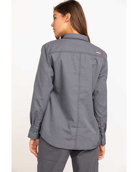 Image #2 - Ariat Women's FR Featherlight Long Sleeve Work Shirt, Grey, hi-res