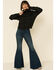 Rock & Roll Denim Women's Lurex Knit Turtleneck Sweater , Black, hi-res