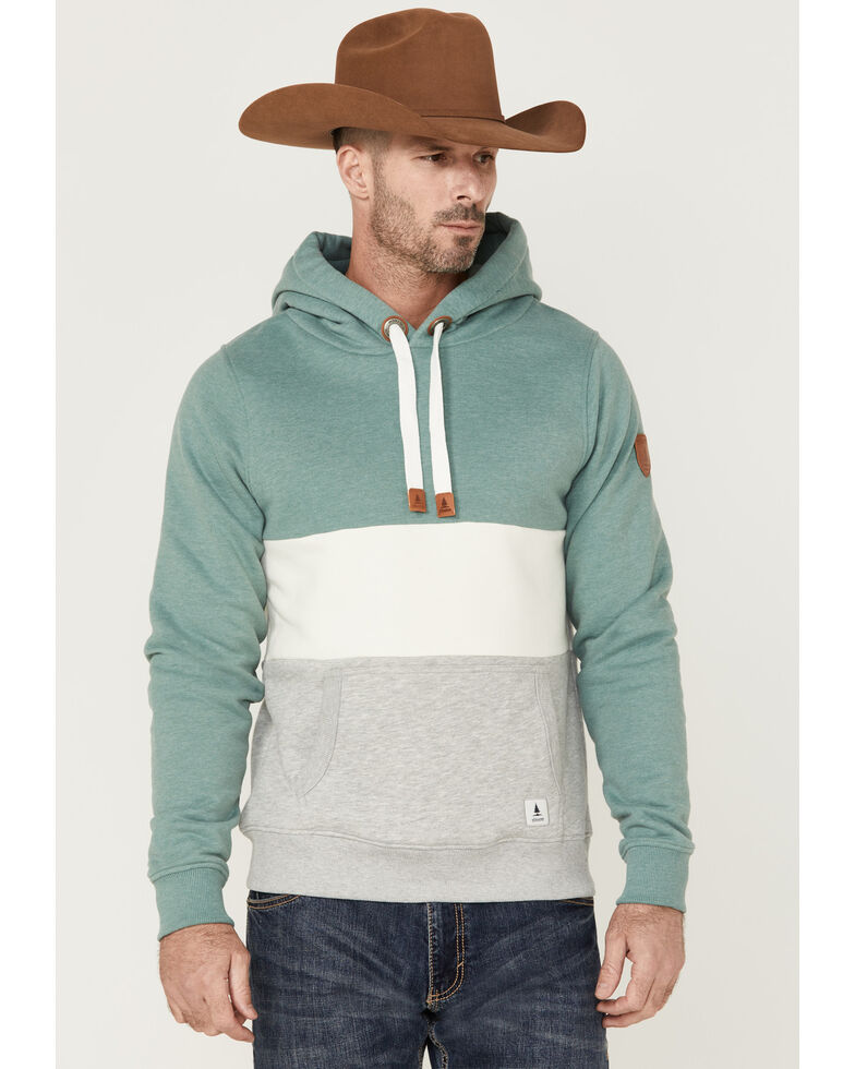 Wanakome Men's Colorblock Rivera Hooded Pullover Sweatshirt , Sage/brown, hi-res