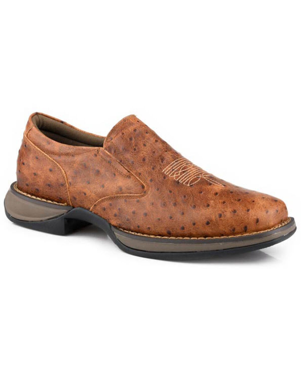 Image #1 - Roper Men's Wilder Ostrich Print Casual Shoes, Tan, hi-res