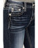 Image #4 - Miss Me Women's Dark Wash Mid Rise Fleur de Lis Bootcut Stretch Denim Jeans, Dark Wash, hi-res