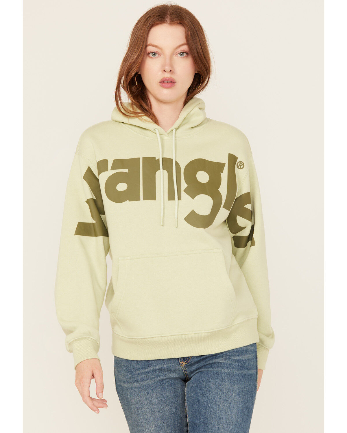 Image #1 - Wrangler Retro Women's Classic Logo Hoodie, Green, hi-res