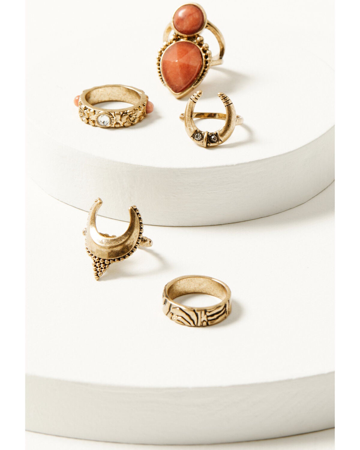 Shyanne Women's Golden Hour 5-Piece Mixed Ring Set, Gold, hi-res