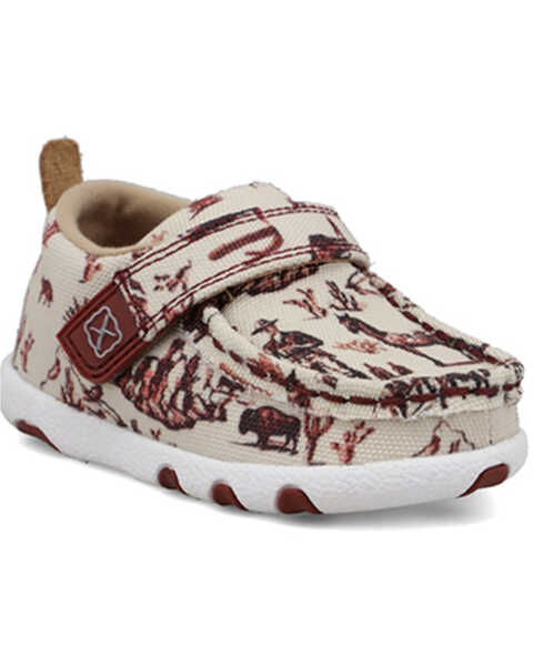 Image #1 - Twisted X Toddler Driving Moc Shoes - Moc Toe , Maroon, hi-res
