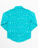 Image #3 - Shyanne Toddler Girls' Cactus Print Long Sleeve Western Pearl Snap Shirt, Turquoise, hi-res