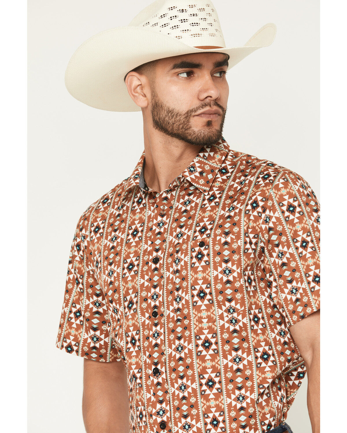 Image #2 - RANK 45® Men's Thunderhead Southwestern Short Sleeve Button-Down Stretch Western Shirt, Multi, hi-res