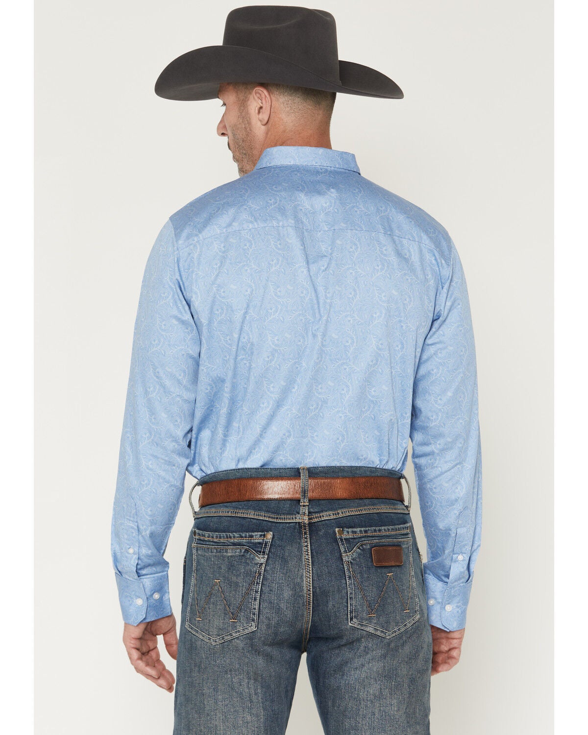Image #4 - Wrangler X Cody Johnson Men's Paisley Print Long Sleeve Button-Down Western Shirt, Blue, hi-res
