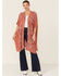 Angie Women's Coral Paisley Spice Print Kimono, Coral, hi-res