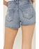 Image #4 - Vibrant Denim Women's Medium Wash High Rise Floral Embellished Denim Shorts, Medium Wash, hi-res