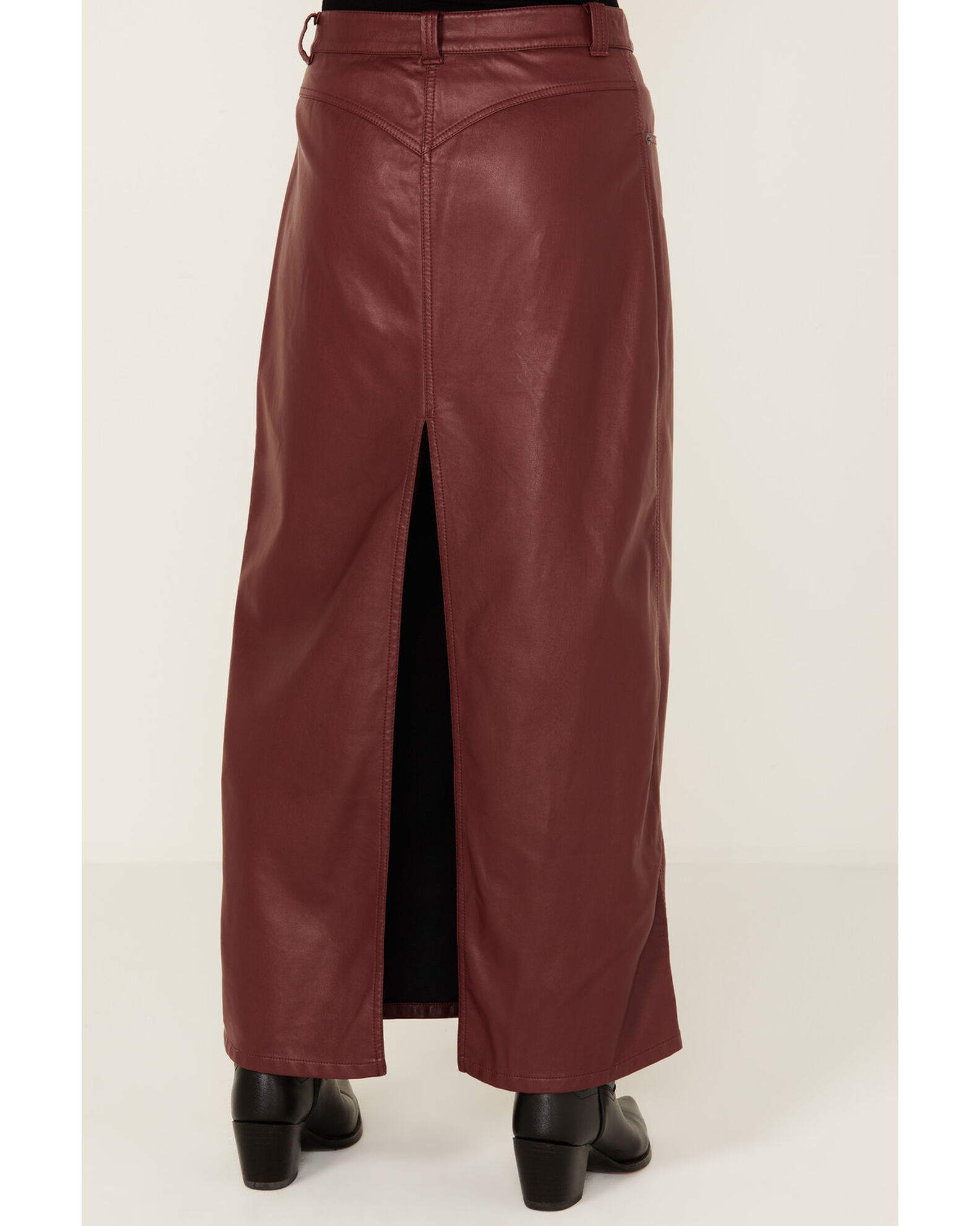 Red leather maxi skirt best sale