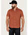 Image #1 - Brixton Men's Charter Pyramid Short Sleeve Button-Down Stretch Shirt , Dark Orange, hi-res