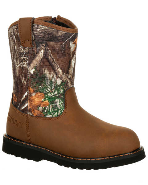 Rocky Boys' Lil Ropers Outdoor Boots - Round Toe, Camouflage, hi-res