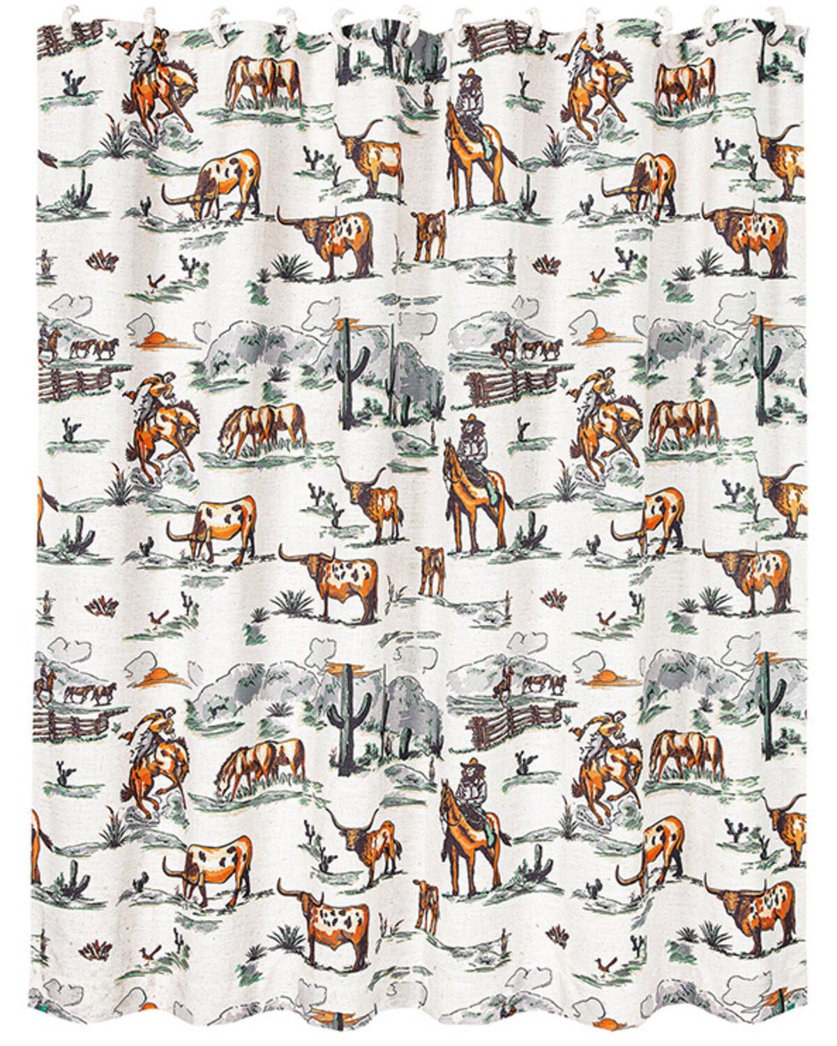 HiEnd Accents Ranch Life Western Conversational Print Shower Curtain, Multi, hi-res