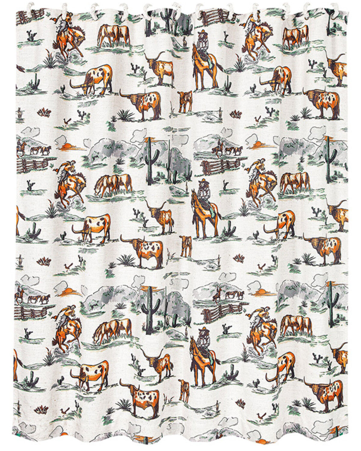 Image #1 - HiEnd Accents Ranch Life Western Conversational Print Shower Curtain, Multi, hi-res