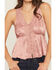 Image #3 - Shyanne Women's Satin Lace Trim Sleeveless Button-Down Tank Top, Mauve, hi-res
