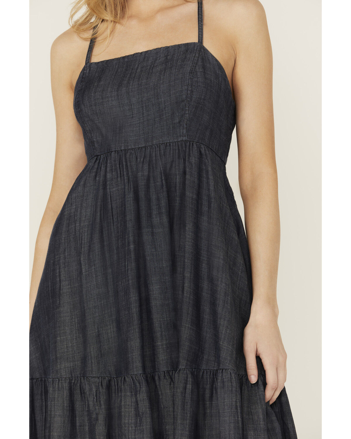 Image #3 - Ariat Women's Calico Chambray Tie Back Mini Dress, Navy, hi-res