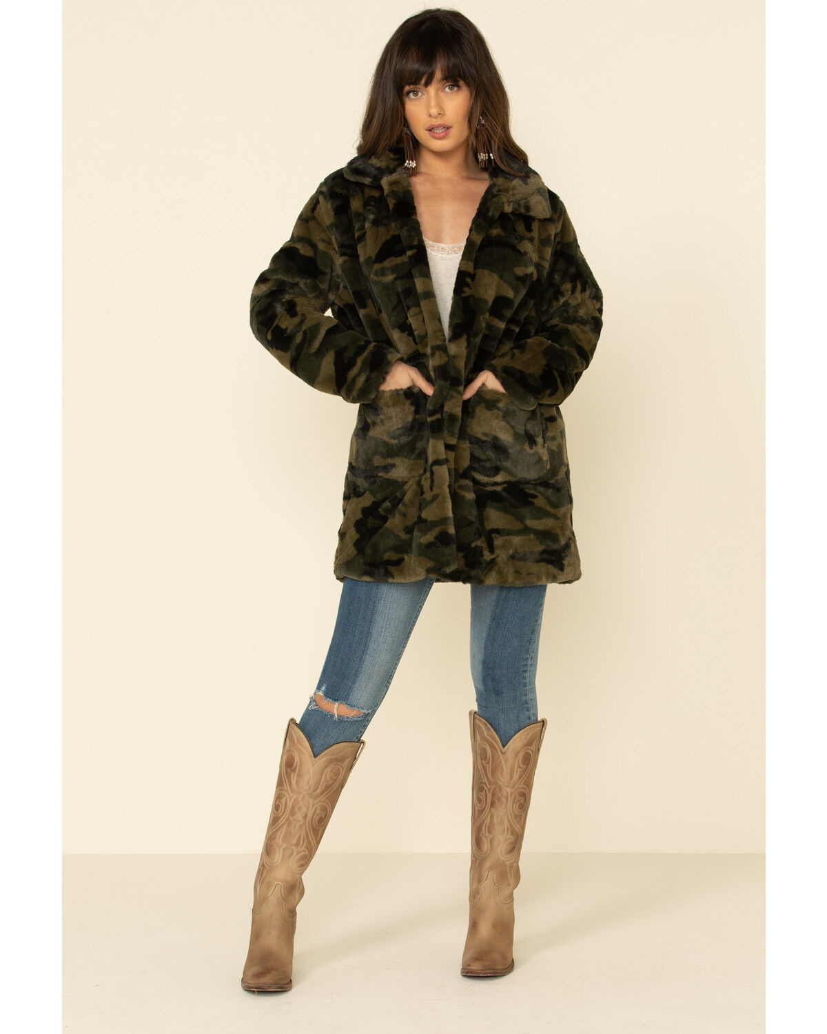 Image #2 - Katydid Women's Green Camo Faux Fur Lined Jacket , , hi-res