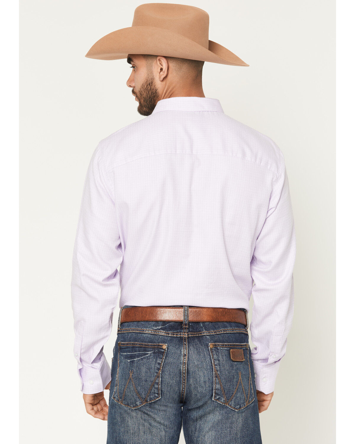 Image #4 - Wrangler X Cody Johnson Men's Geo Print Long Sleeve Button-Down Western Shirt, Light Purple, hi-res
