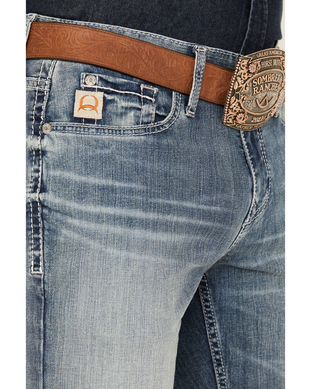 Image #2 - Cinch Men's Ian Light Stonewash Slim Bootcut Performance Stretch Jeans, Light Wash, hi-res
