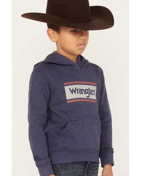Image #2 - Wrangler Boys' Graphic Hooded Sweatshirt, Navy, hi-res