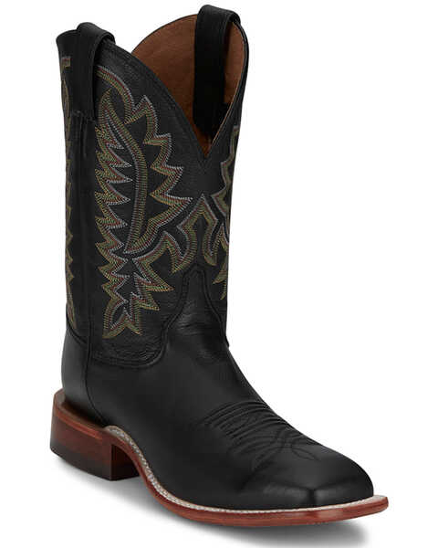 Image #1 - Justin Men's Poston Western Boots - Broad Square Toe , Black, hi-res