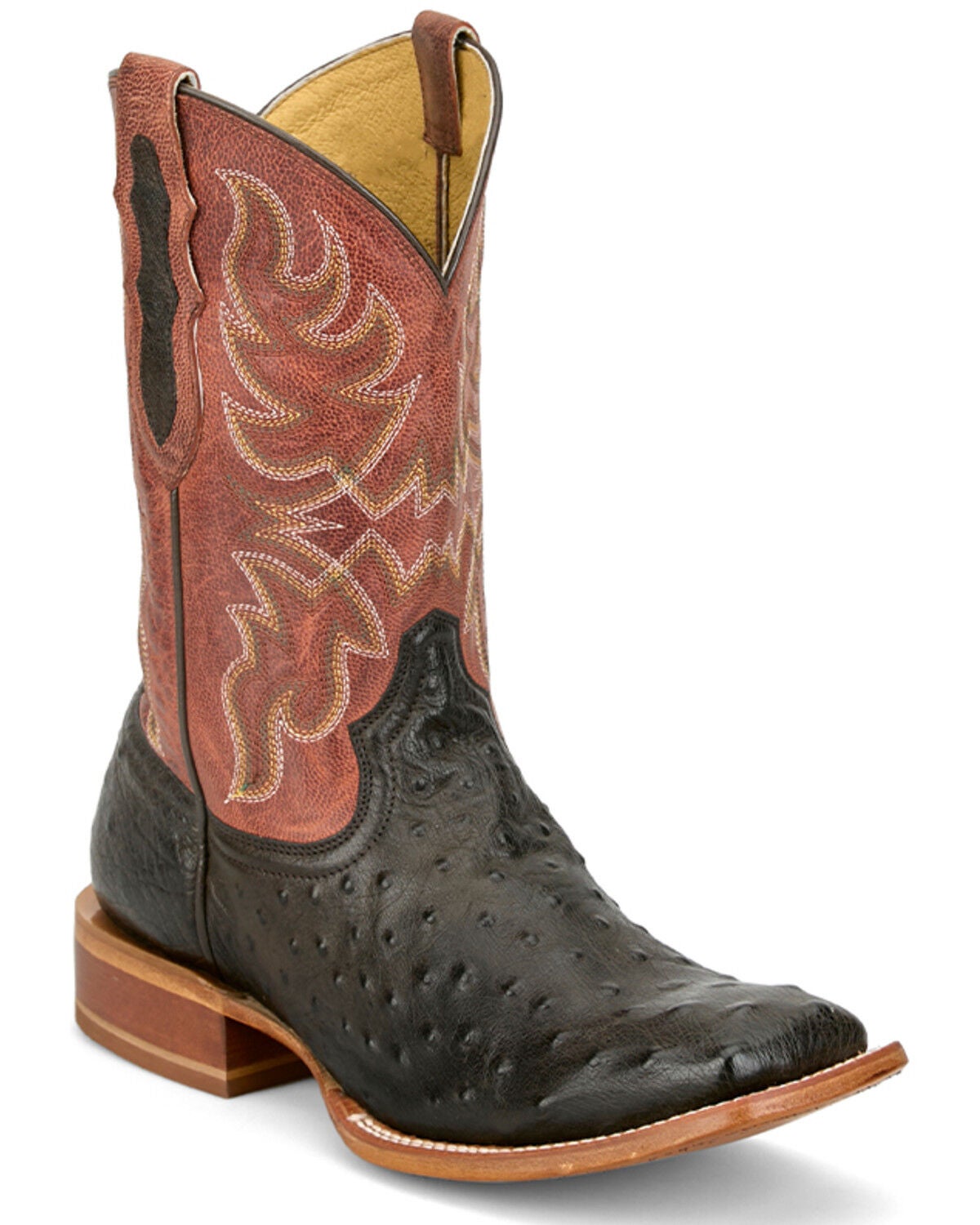 Tony Lama Men's Blaine Exotic Ostrich Western Boots - Broad Square Toe, Chocolate, hi-res