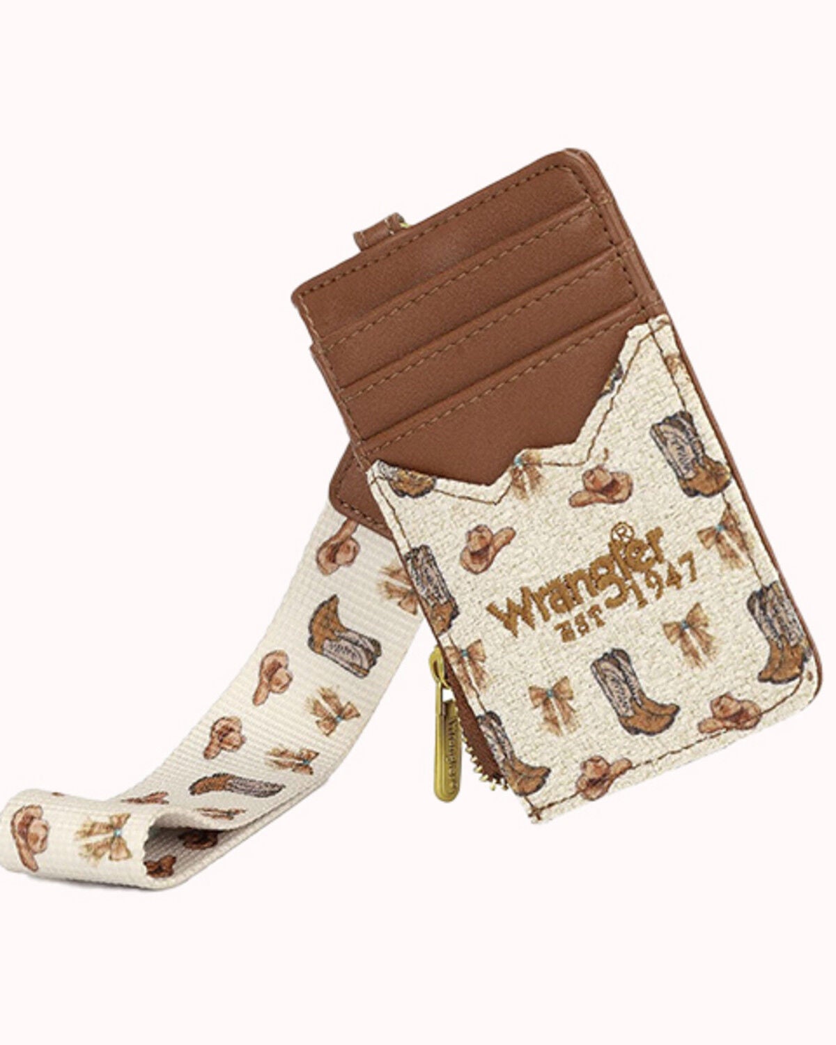 Wrangler Women's Western Print Wallet Wristlet, Tan, hi-res