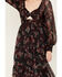 Image #3 - Angie Women's Floral Cut Out Long Sleeve Midi Dress, Black, hi-res