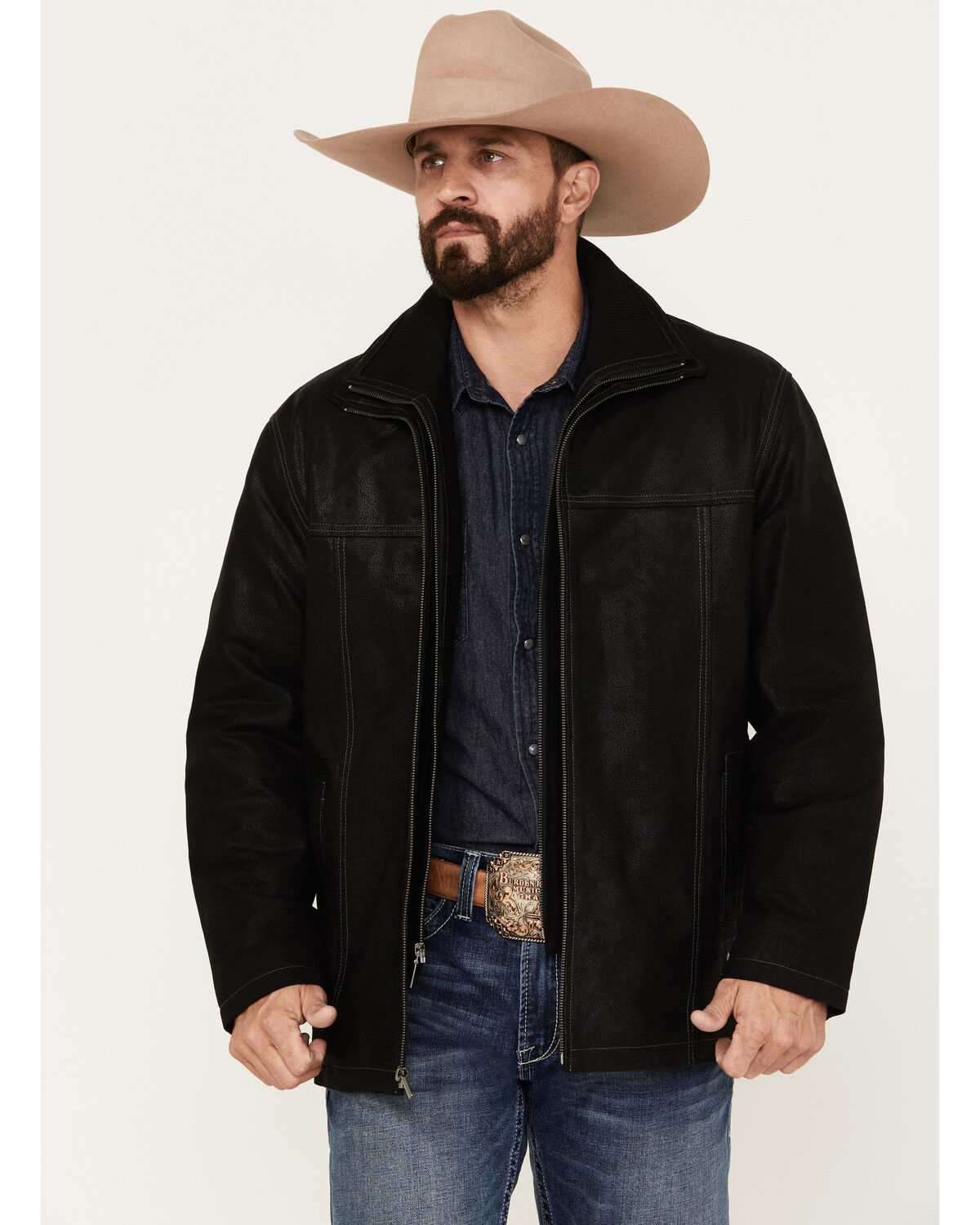 Image #1 - Scully Men's Suede Double Collar Jacket, Black, hi-res