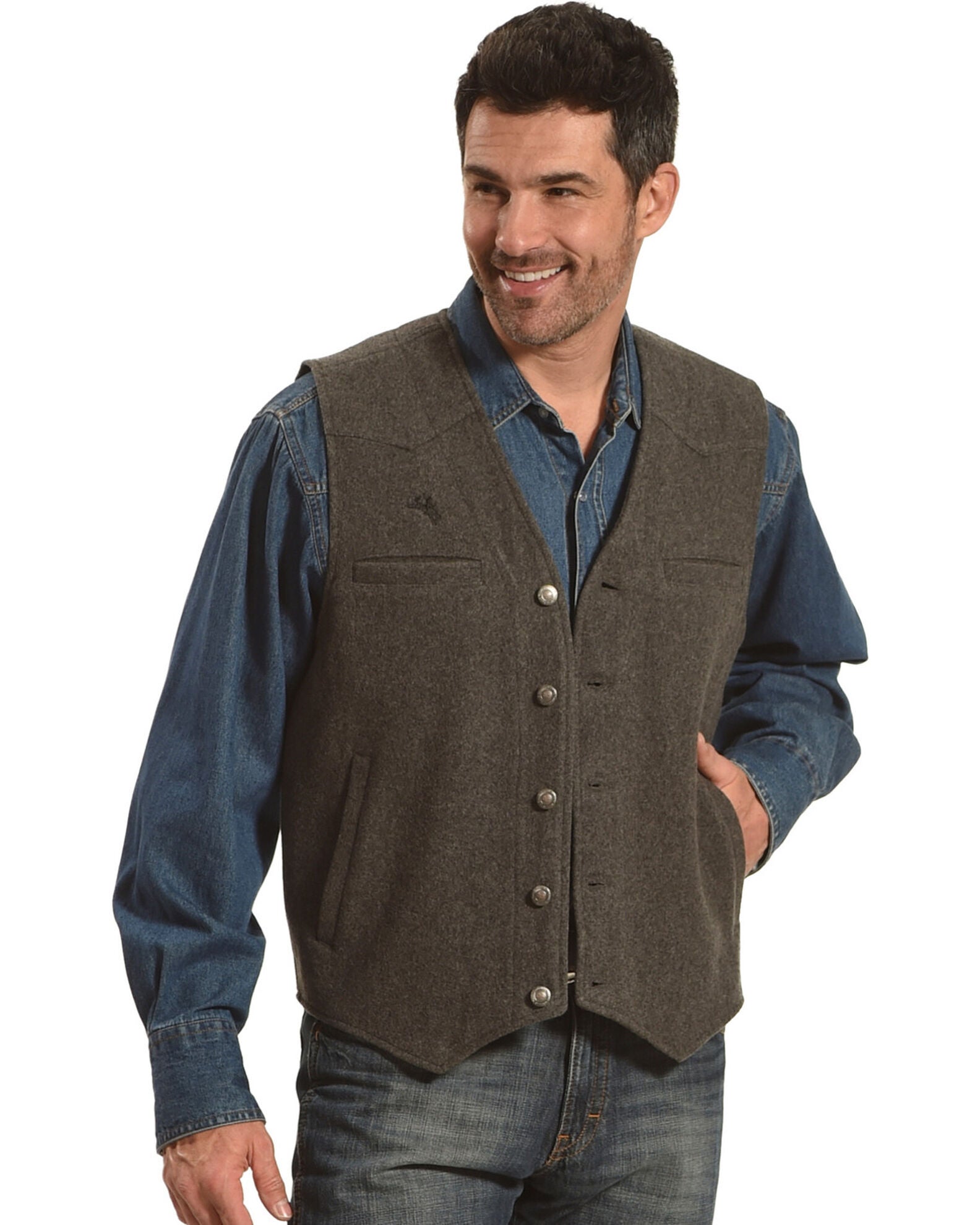 Wyoming Traders Mens Charcoal Buckaroo Wool Vest main image 1