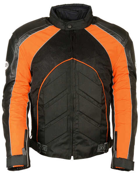 Image #1 - Milwaukee Leather Men's Combo Leather Textile Mesh Racer Jacket - 4X, Black/orange, hi-res