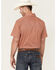 Image #4 - Panhandle Select Men's Poplin Geo Print Short Sleeve Button Down Western Shirt , Orange, hi-res