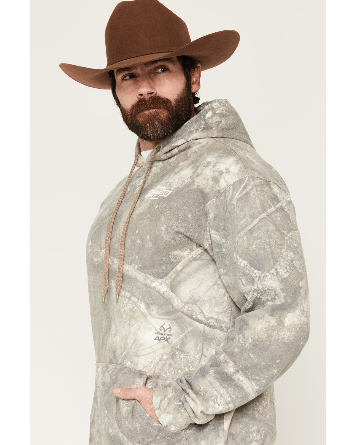 Image #3 - Buckwear Men's Camo Print Chevy Logo Eagle Graphic Hooded Sweatshirt, Camel, hi-res
