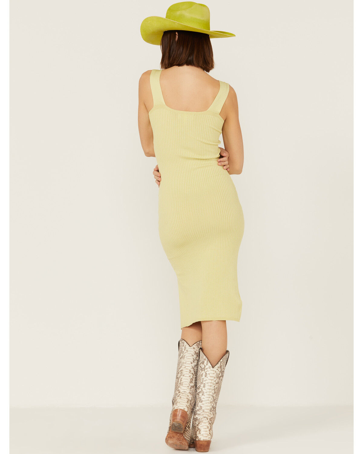 Image #4 - Shyanne Women's Ribbed Sweater Knit Midi Bodycon Dress, Green, hi-res