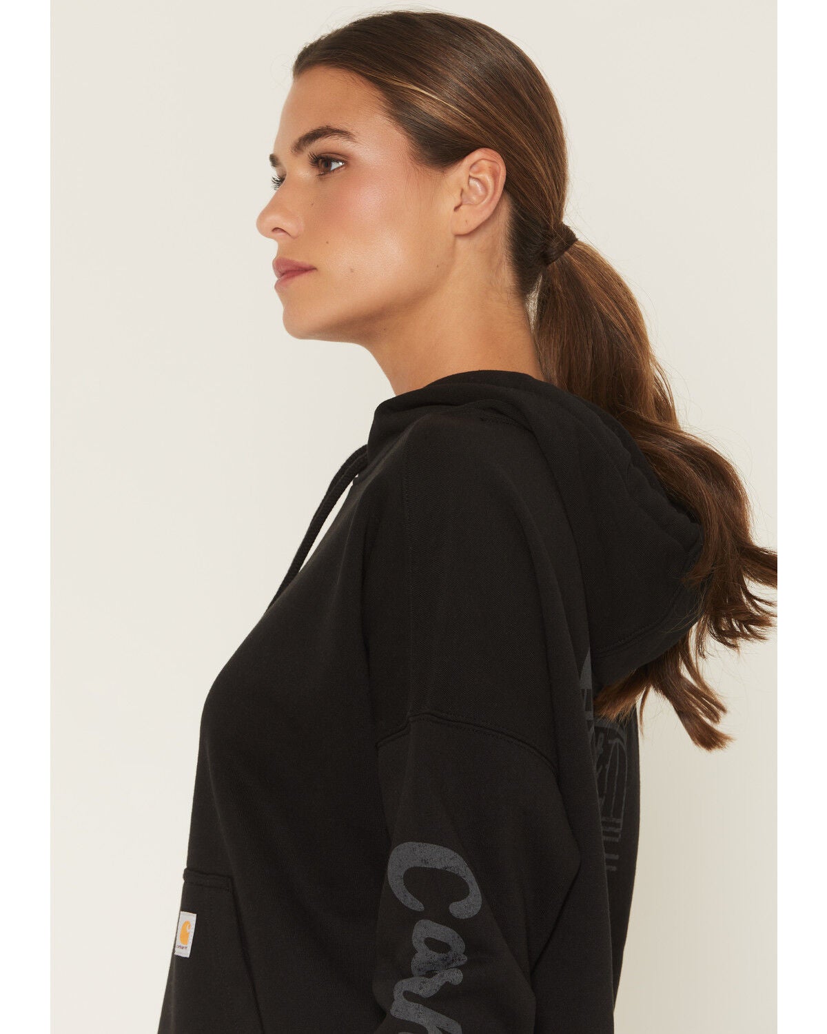 Image #3 - Carhartt Women's Oversized Fit Midweight Heart Graphic Hoodie, Black, hi-res