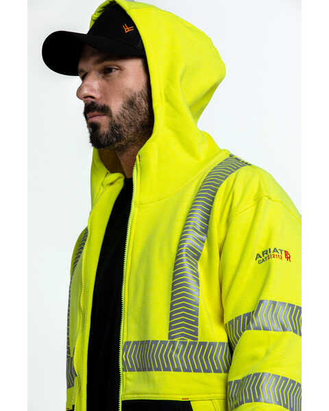 Image #5 - Ariat Men's FR Hi-Vis Full Zip Hooded Work Jacket - Big , Bright Yellow, hi-res