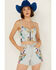 Image #1 - Blank NYC Women's Light Wash Picnic Date Embroidered Denim Crop Top, Blue, hi-res